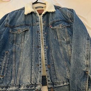 Levi's Blue Denim Sherpa Jacket